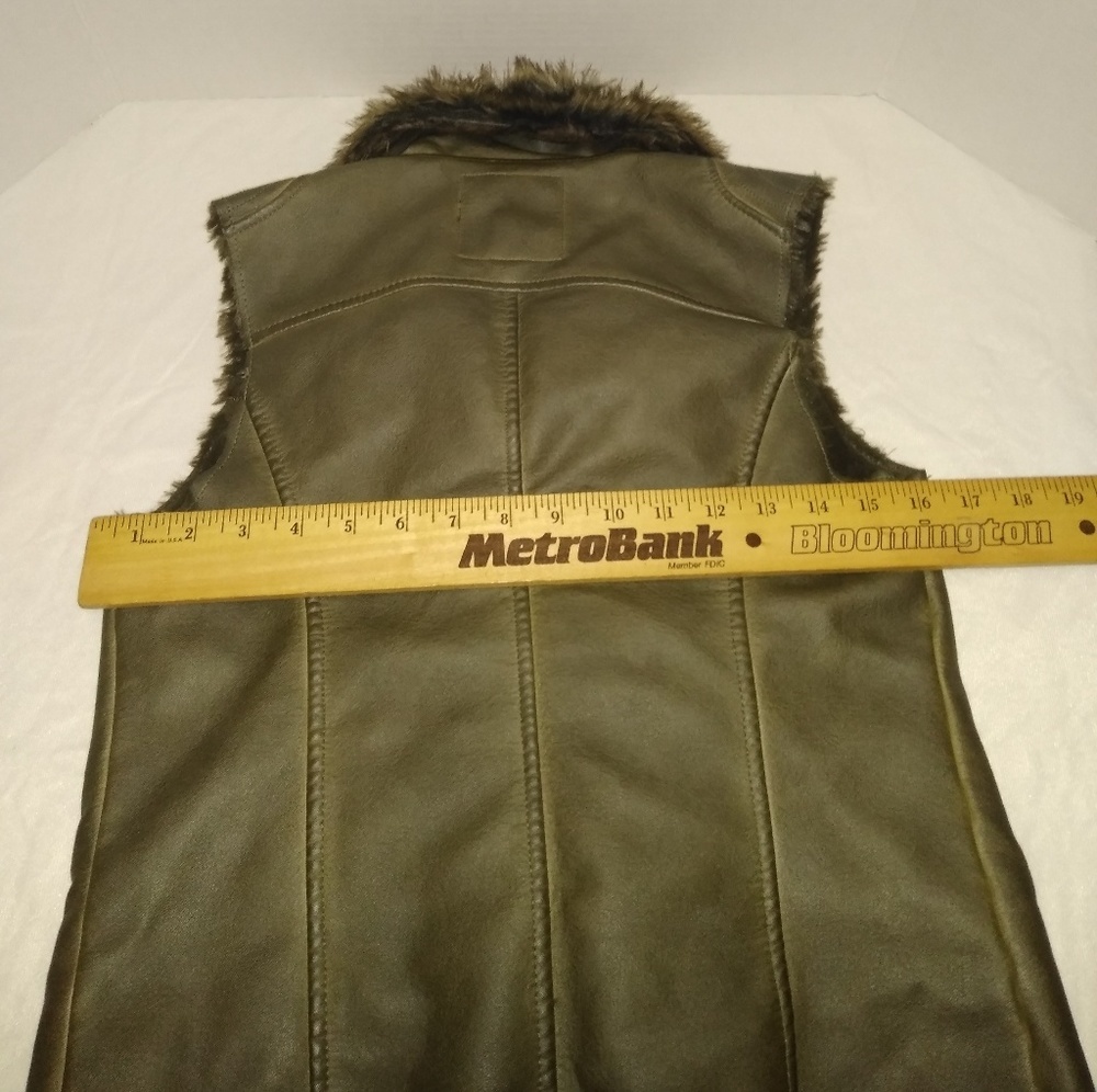 Maurice's Army Green Faux Leather Moto Vest - Picture 3 of 7